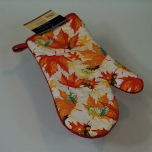 Kitchen Oven Large Mitt Maple Leaf Pattern Home Collection Quilted Cotton